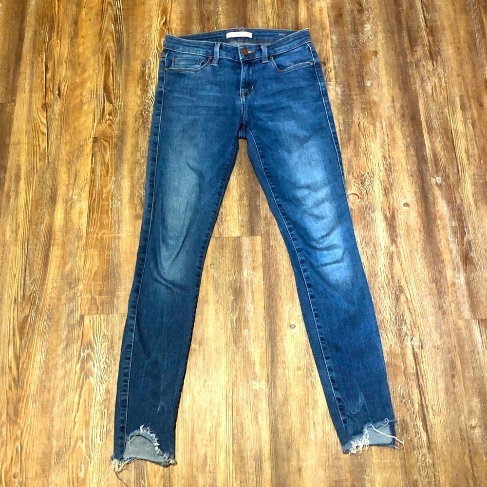 Fidelity Denim Jeans Women's 25 Mila Low Rise Ankle Slim Step Fray Raw Hem Denim
